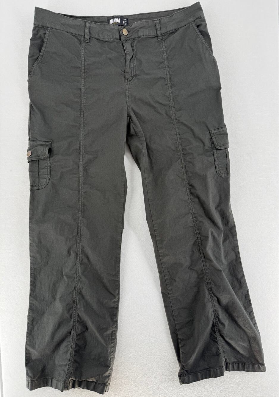 Minga London Womens 38 US 14 Black Cargo Pants Straight Leg Utility Y2K